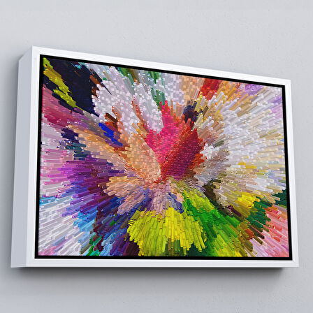 Kahverengi Çerçeveli Soyut Sanatsal Yağlıboya Görünüm Dekoratif Kanvas Duvar Tablosu