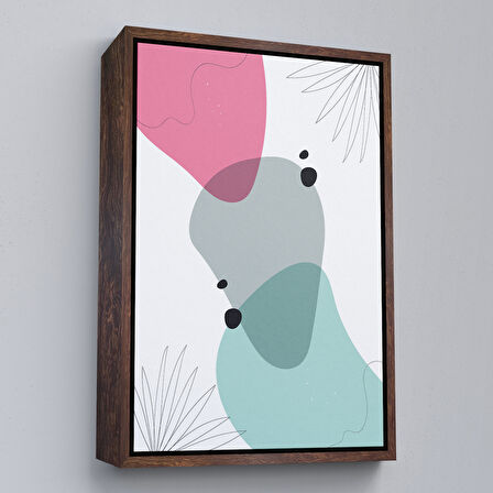 Altın Çerçeveli Renkli Soyut Geometrik Şekiller Tablosu