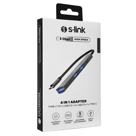 S-LINK SWV-USBC023 Type-C to 2xUSB 2.0 1xUSB 3.0 1xType-C Metal USB HUB(1923)