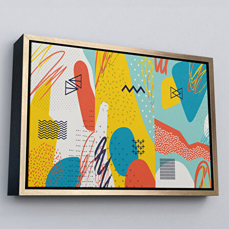 Beyaz Çerçeveli Modern Soyut Görünümlü Dekoratif Kanvas Duvar Tablosu