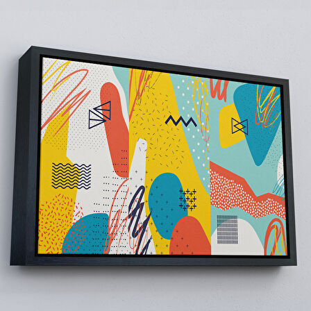 Beyaz Çerçeveli Modern Soyut Görünümlü Dekoratif Kanvas Duvar Tablosu