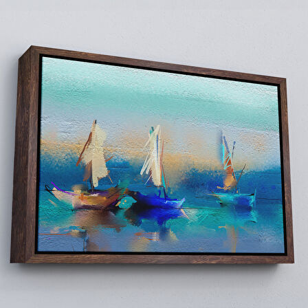 Altın Çerçeveli Soyut Modern Sanat Yağlıboya Görünüm Dekoratif Kanvas Duvar Tablosu