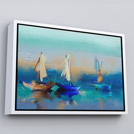 Siyah Çerçeveli Soyut Modern Sanat Yağlıboya Görünüm Dekoratif Kanvas Duvar Tablosu