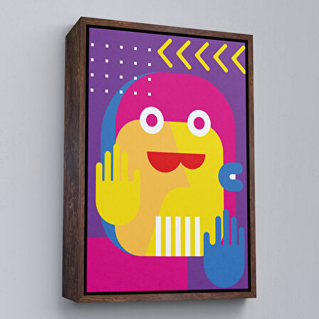 Kahverengi Çerçeveli İkonik Pop Art Tablosu