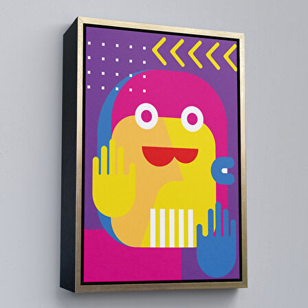 Kahverengi Çerçeveli İkonik Pop Art Tablosu