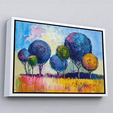 Siyah Çerçeveli Bahçe Çiçeği Dekoratif Kanvas Duvar Tablosu