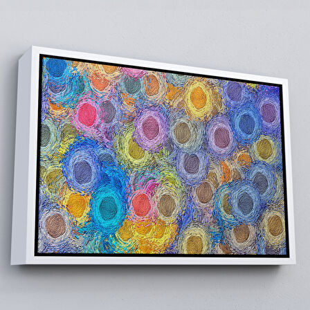 Beyaz Çerçeveli Soyut Modern Sanat Dekoratif Kanvas Duvar Tablosu