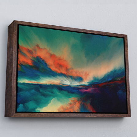 Kahverengi Çerçeveli Gün Batımı Dekoratif Kanvas Duvar Tablosu