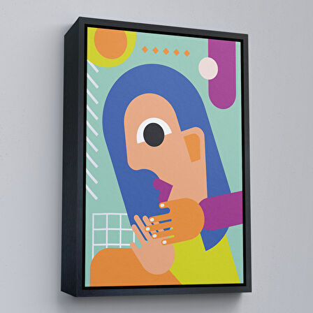 Altın Çerçeveli İkonik Pop Art Asyalı Kadın Tablosu