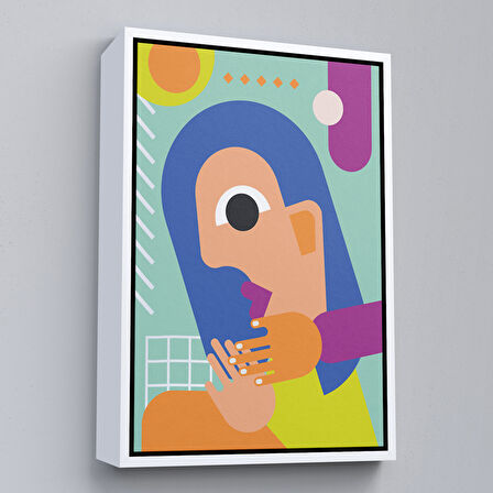 Altın Çerçeveli İkonik Pop Art Asyalı Kadın Tablosu