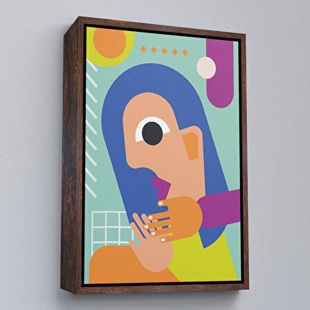 Altın Çerçeveli İkonik Pop Art Asyalı Kadın Tablosu