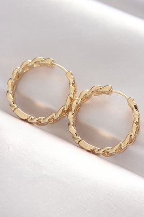 Pirinç Gold Renk Zincir Model Halka Küpe 5886