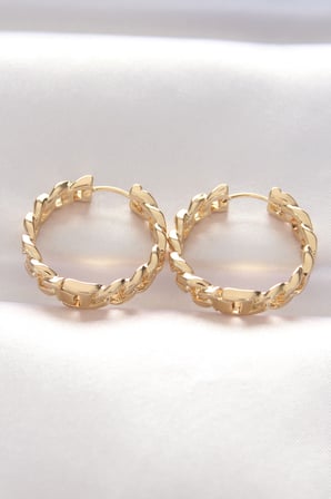 Pirinç Gold Renk Zincir Model Halka Küpe 5886
