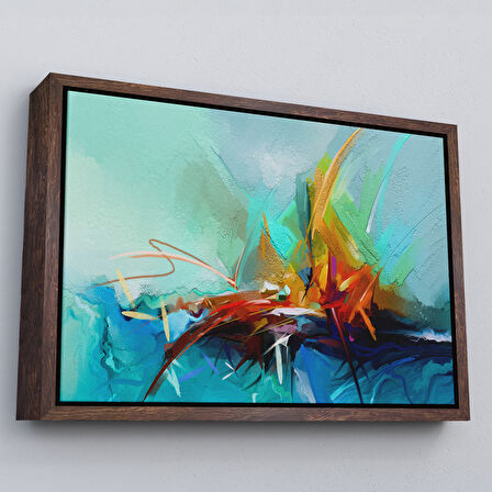 Beyaz Çerçeveli Çağdaş Sanat Soyut Yağlıboya Görünüm Dekoratif Tablo