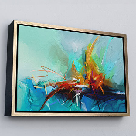 Beyaz Çerçeveli Çağdaş Sanat Soyut Yağlıboya Görünüm Dekoratif Tablo