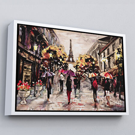 Kahverengi Çerçeveli Fransa Paris Eyfel Manzara Manzaralı Dekoratif Duvar Tablosu