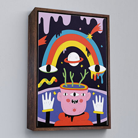 Beyaz Çerçeveli İkonik Pop Art Uzaylı Tablosu