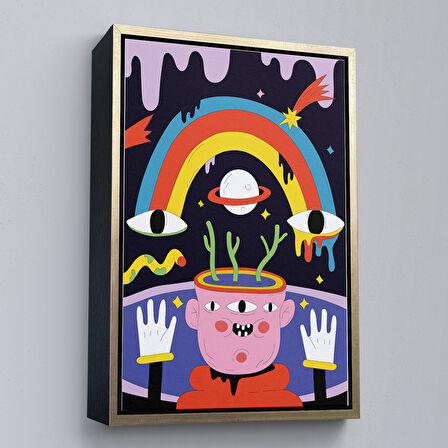 Beyaz Çerçeveli İkonik Pop Art Uzaylı Tablosu