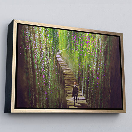 Kahverengi Çerçeveli Sarmaşıklar İçinde Yürüyen Şavaşçı Dekoratif Kanvas Duvar Tablosu