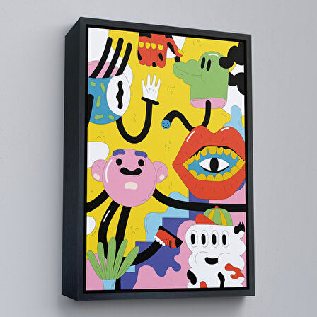 Kahverengi Çerçeveli İkonik Pop Art Uzaylı Tablosu