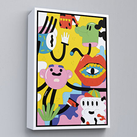 Kahverengi Çerçeveli İkonik Pop Art Uzaylı Tablosu