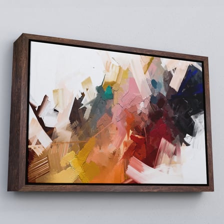 Kahverengi Çerçeveli Fırça Darbeli Soyut Modern Sanat Yağlıboya Görünüm Tablo