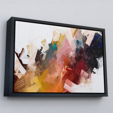 Kahverengi Çerçeveli Fırça Darbeli Soyut Modern Sanat Yağlıboya Görünüm Tablo