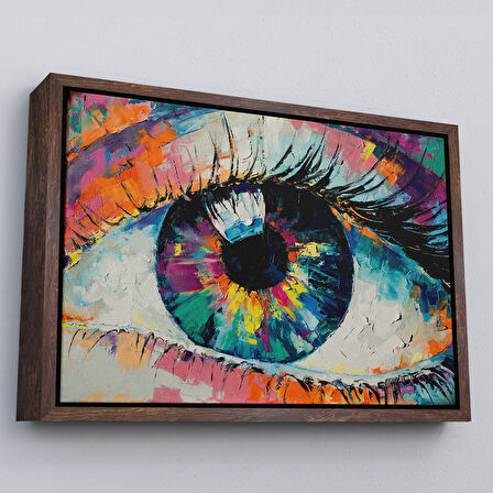 Beyaz Çerçeveli Gözün Kavramsal Soyut Resmi Yağlıboya Görünüm Kanvas Tablo