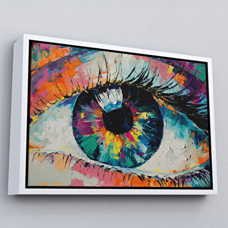 Kahverengi Çerçeveli Gözün Kavramsal Soyut Resmi Yağlıboya Görünüm Kanvas Tablo