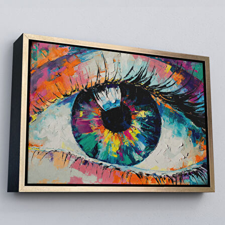 Siyah Çerçeveli Gözün Kavramsal Soyut Resmi Yağlıboya Görünüm Kanvas Tablo