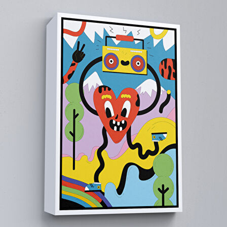 Siyah Çerçeveli İkonik Pop Art Uzaylı Tablosu