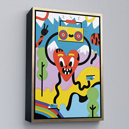 Siyah Çerçeveli İkonik Pop Art Uzaylı Tablosu