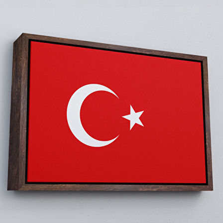 Beyaz Çerçeveli Türk Bayrağı Dekoratif Kanvas Duvar Tablosu