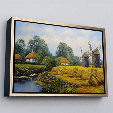 Kahverengi Çerçeveli Ukrayna Köy Evi Dekoratif Kanvas Duvar Tablosu