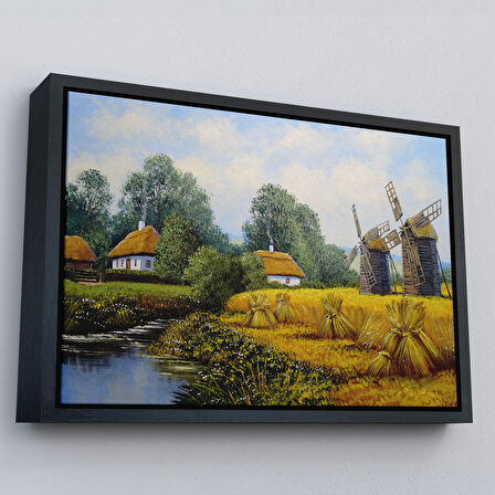 Kahverengi Çerçeveli Ukrayna Köy Evi Dekoratif Kanvas Duvar Tablosu