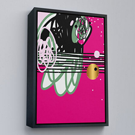 Beyaz Çerçeveli Renkli Soyut Geometrik Şekiller Tablosu