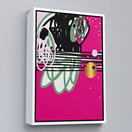 Kahverengi Çerçeveli Renkli Soyut Geometrik Şekiller Tablosu