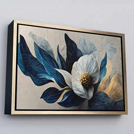 Altın Çerçeveli Dekoratif Çiçek Duvar Tablosu