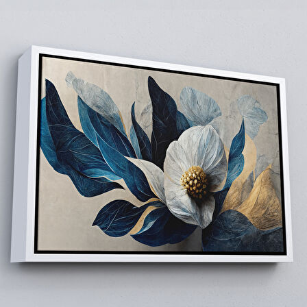 Altın Çerçeveli Dekoratif Çiçek Duvar Tablosu