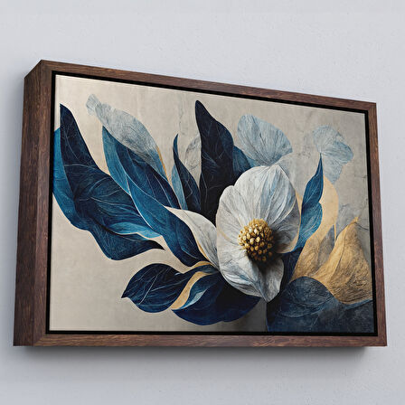 Altın Çerçeveli Dekoratif Çiçek Duvar Tablosu