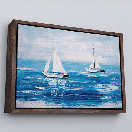 Beyaz Çerçeveli Yaz Yelkenli Dekoratif Kanvas Duvar Tablosu