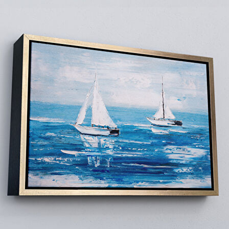 Beyaz Çerçeveli Yaz Yelkenli Dekoratif Kanvas Duvar Tablosu