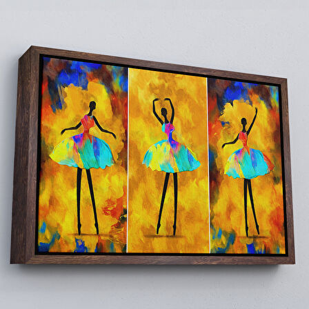 Altın Çerçeveli Afrikalı Balerin Kız Yağlıboya Görünüm Dekoratif Kanvas Tablo