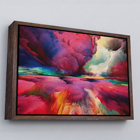 Kahverengi Çerçeveli Hayal Gücü Bulutları Dekoratif Kanvas Duvar Tablosu