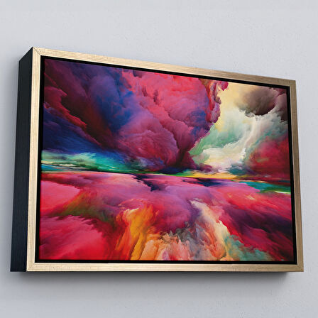 Kahverengi Çerçeveli Hayal Gücü Bulutları Dekoratif Kanvas Duvar Tablosu