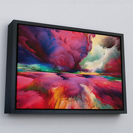 Kahverengi Çerçeveli Hayal Gücü Bulutları Dekoratif Kanvas Duvar Tablosu