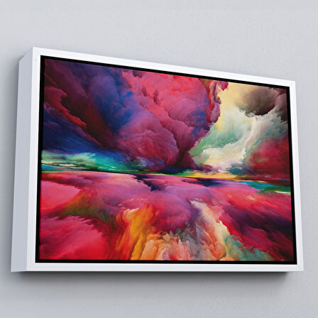 Kahverengi Çerçeveli Hayal Gücü Bulutları Dekoratif Kanvas Duvar Tablosu