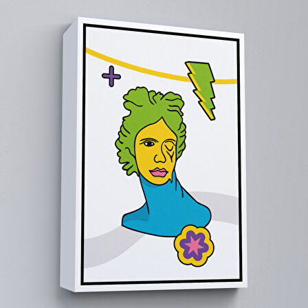 Beyaz Çerçeveli Pop Art Yunan Heykeli Tablosu