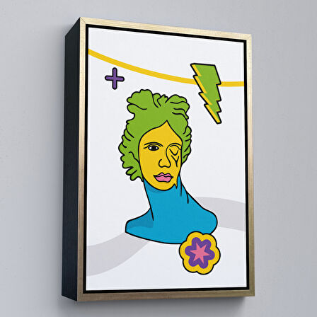 Beyaz Çerçeveli Pop Art Yunan Heykeli Tablosu