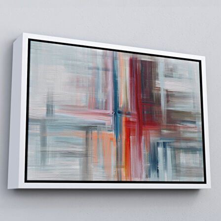 Kahverengi Çerçeveli Fırça Darbeleri ile Soyut Yağlıboya Görünüm Dekoratif Kanvas Duvar Tablosu